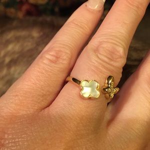 Sterling silver gold plated, butterfly and flower